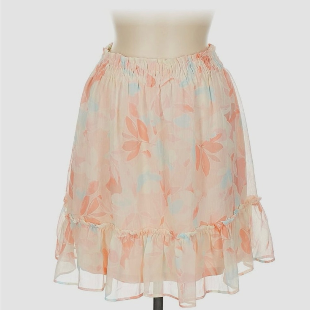 LC Lauren Conrad Peach and Blue Floral Skirt